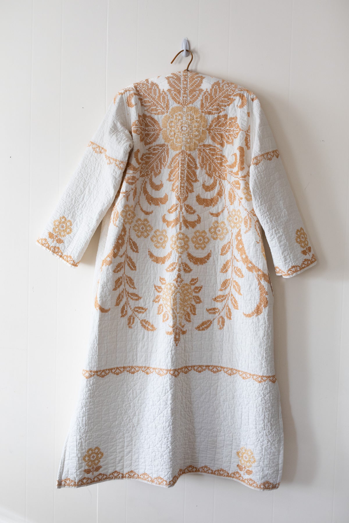 Gold cross stitch quilt jacket