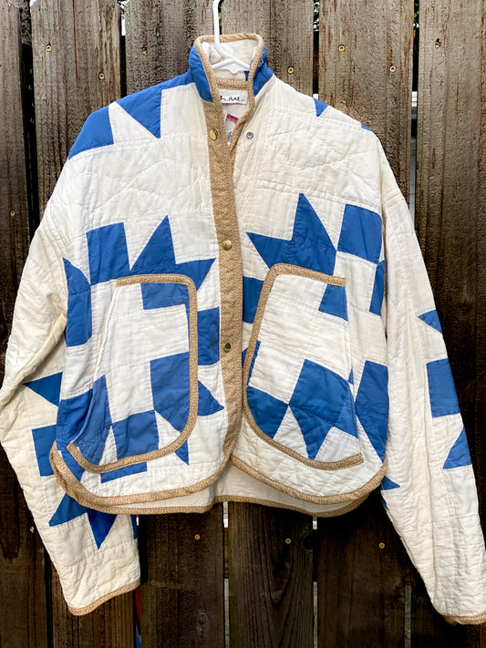 blue quilt bomber