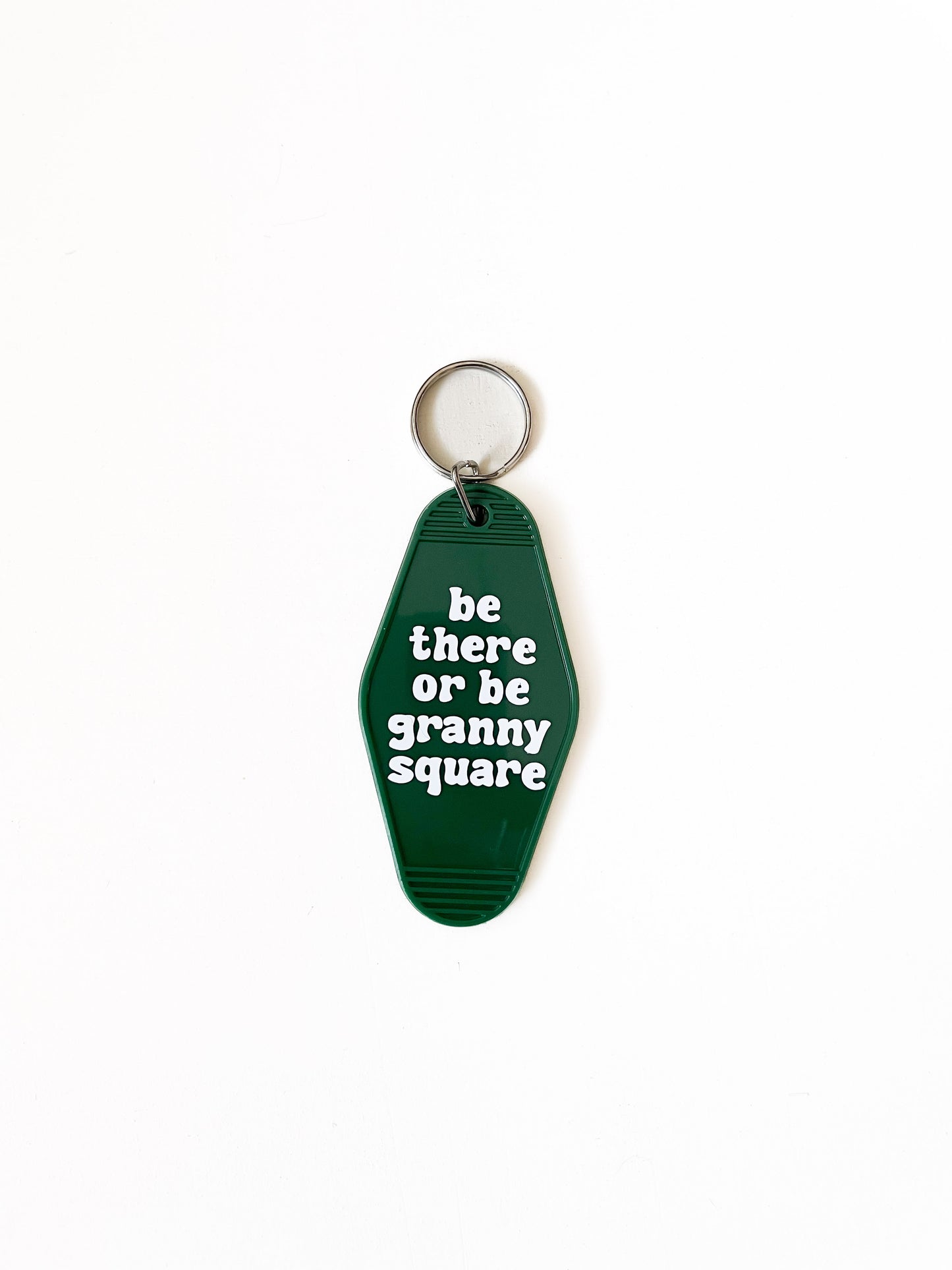 be there or be granny square keychain