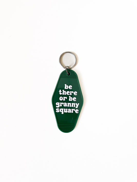 be there or be granny square keychain