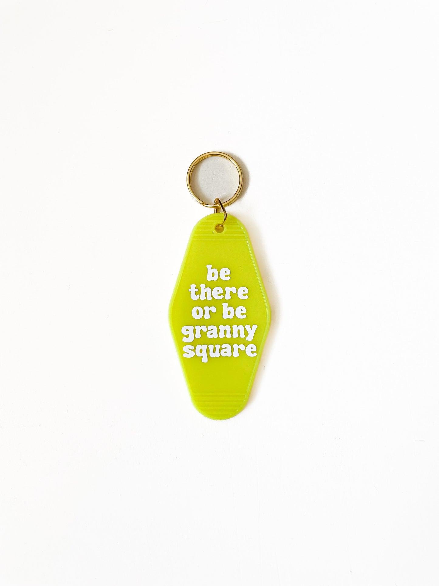 be there or be granny square keychain