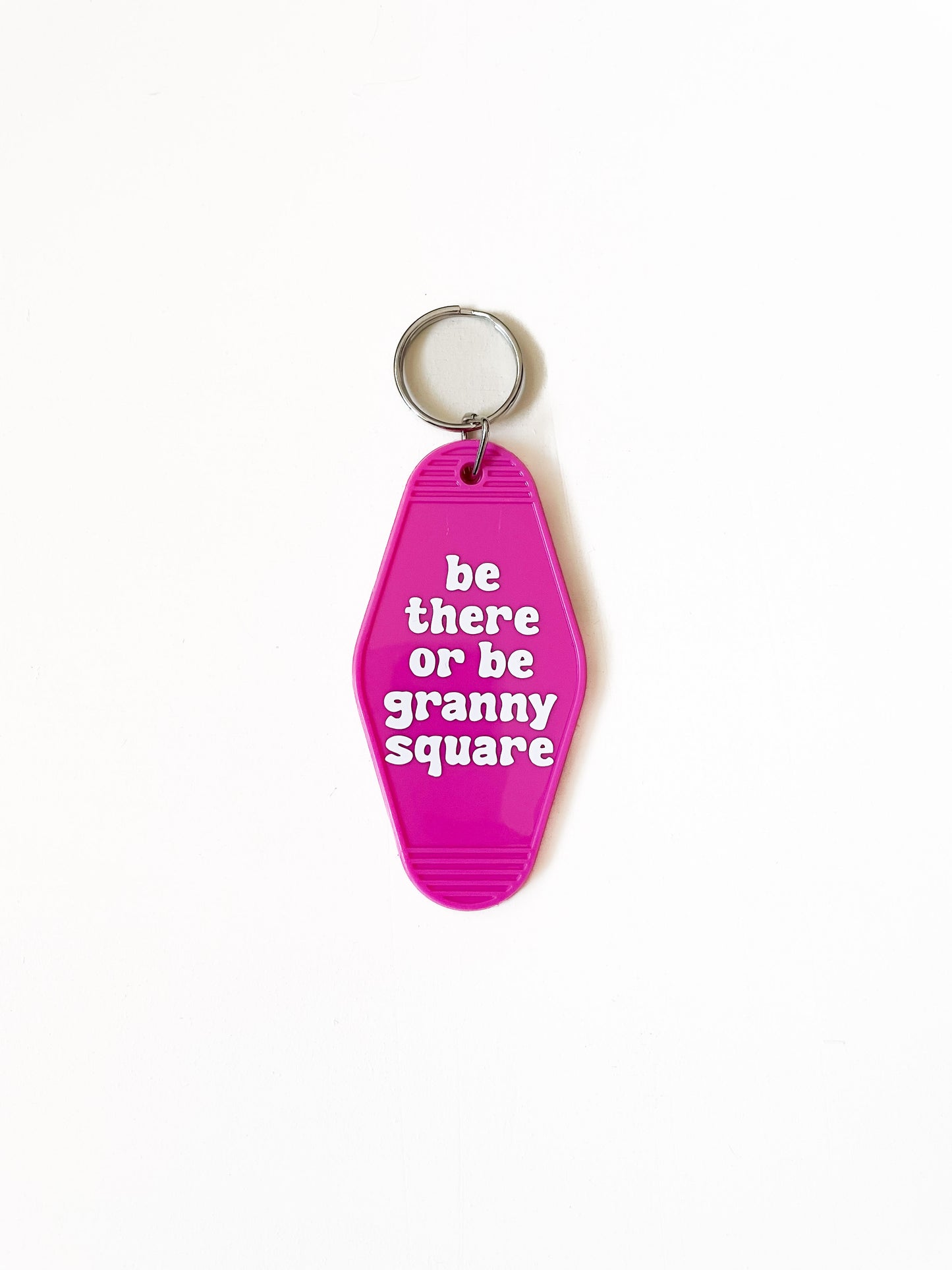 be there or be granny square keychain