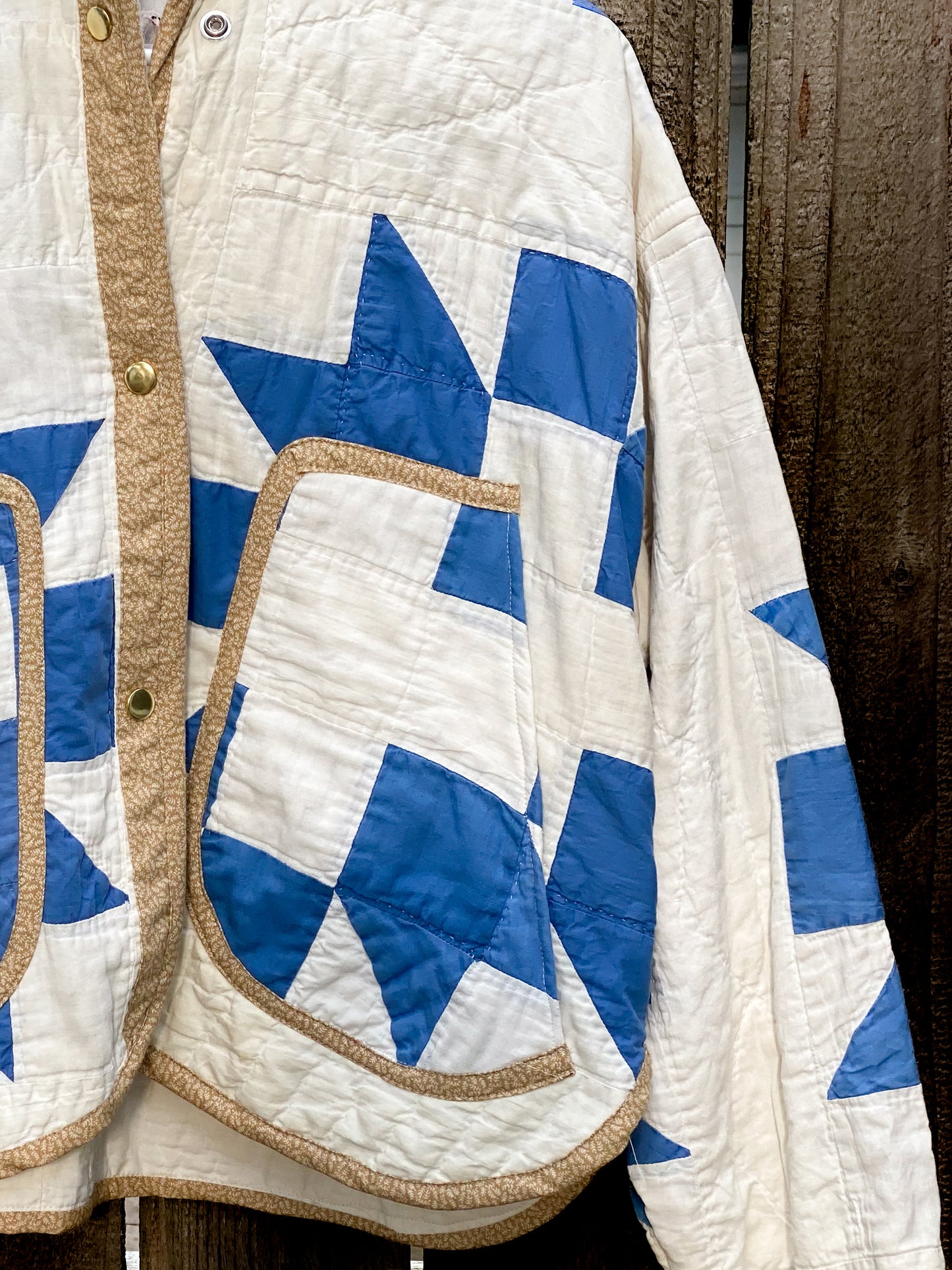 blue quilt bomber