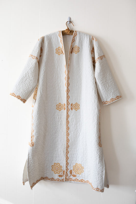 Gold cross stitch quilt jacket