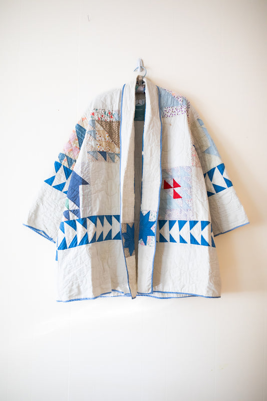 blue basket quilted jacket