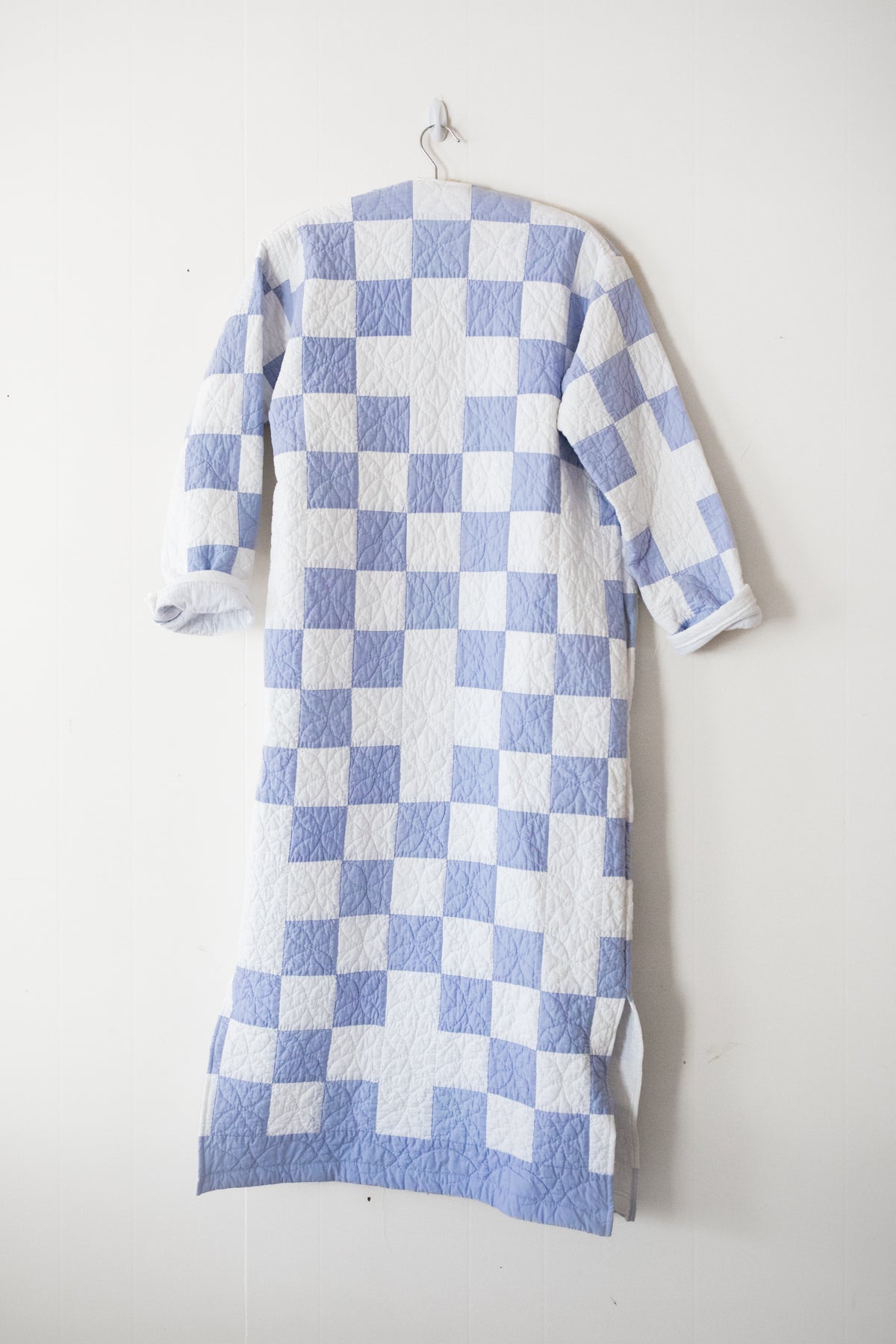 pastel blue check quilt jacket